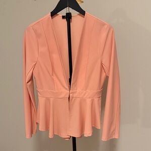 Peplum Long-Sleeve Blazer in Peach